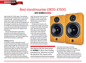 ATC SCM 11 - What Hi Fi? Sound and Vision Awards 2015 - "Best standmounter £800-£1500"